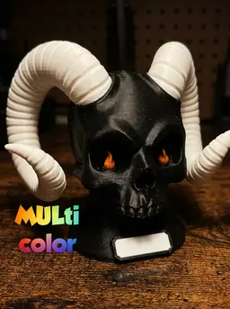 Demon Skull Ram Horns Multi-Color 3MF | Gothic Decor | Bambu Ready 3d model
