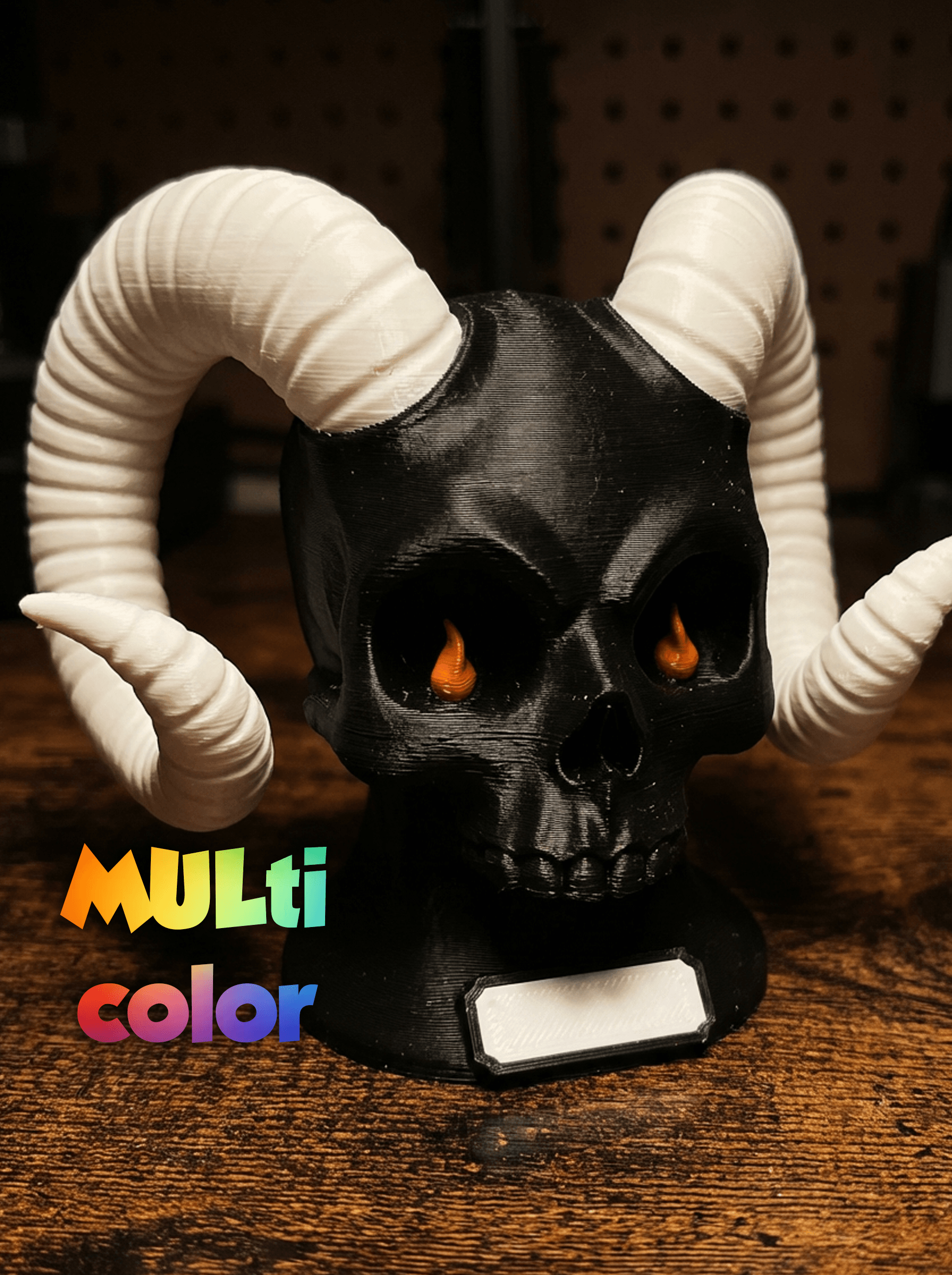 Demon Skull Ram Horns Multi-Color 3MF | Gothic Decor | Bambu Ready 3d model
