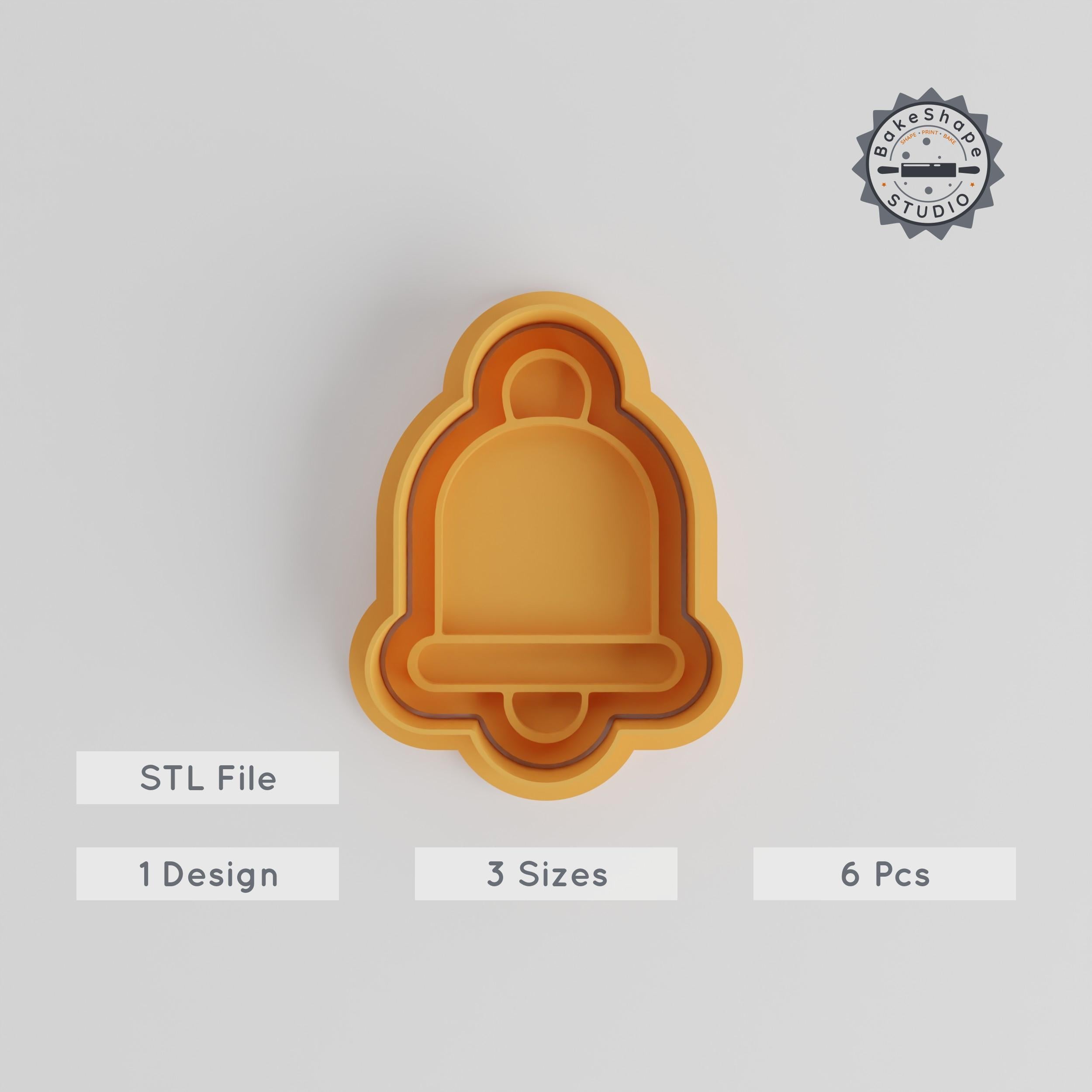 Bell Shape Cutter & Stamp, Cookie & Fondant Perfect, S/M/L Sizes, 6-Piece Set PRODUCT_4803 3d model