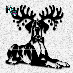 reindog dog with antlers and ornaments wall art xmas decor 3d model