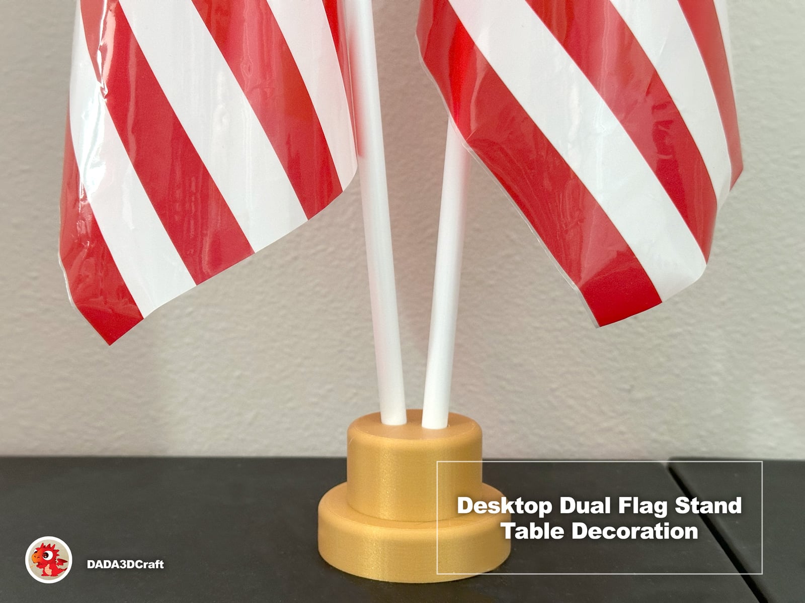 Desktop Dual Flag Stand Table Decoration 3d model
