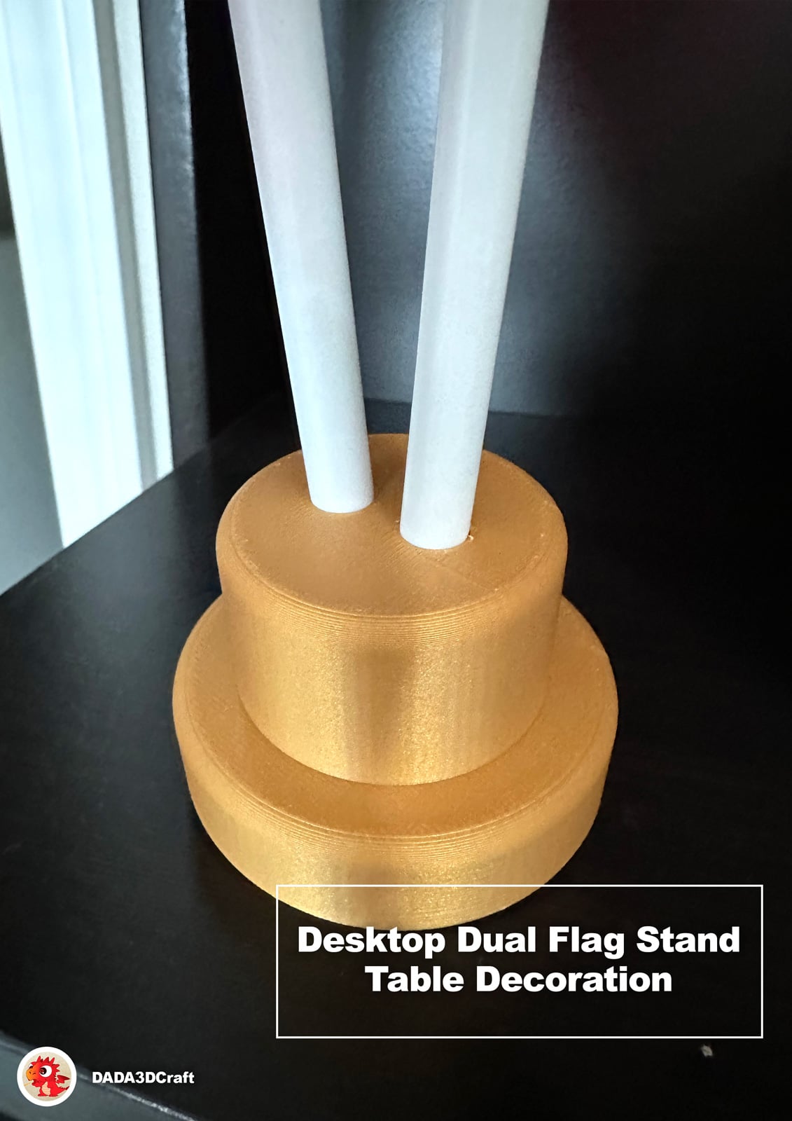 Desktop Dual Flag Stand Table Decoration 3d model