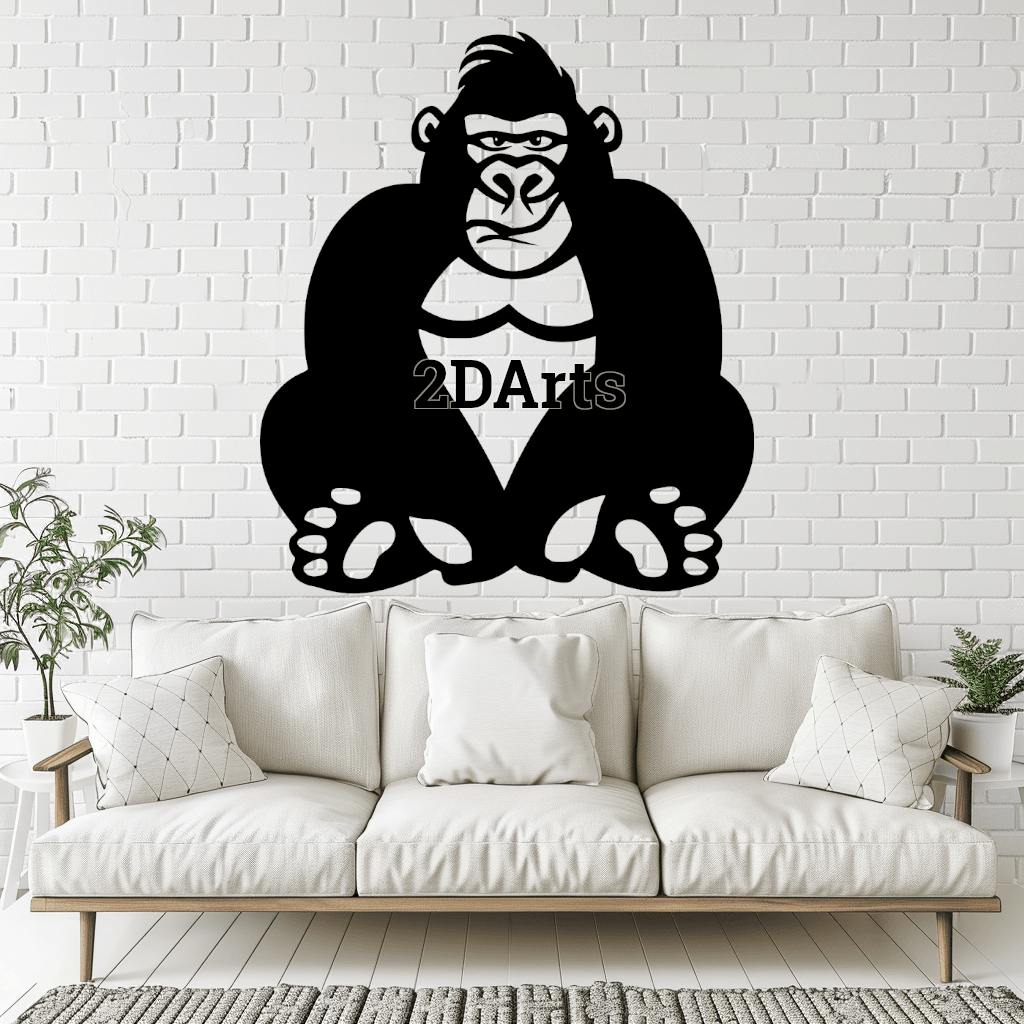 Cartoon Gorilla 2D Wall Art/Window Art - Digital STL & SVG File 3d model