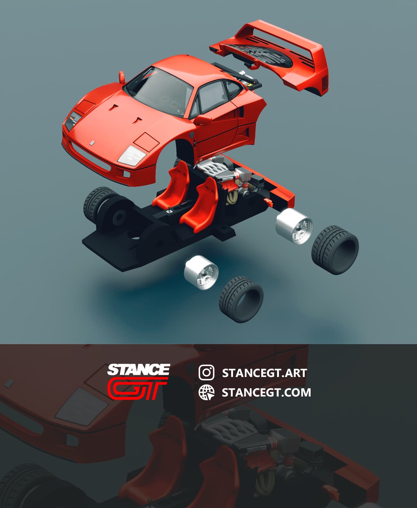 F40 with V8 engine! | Model Kit Car 3d model