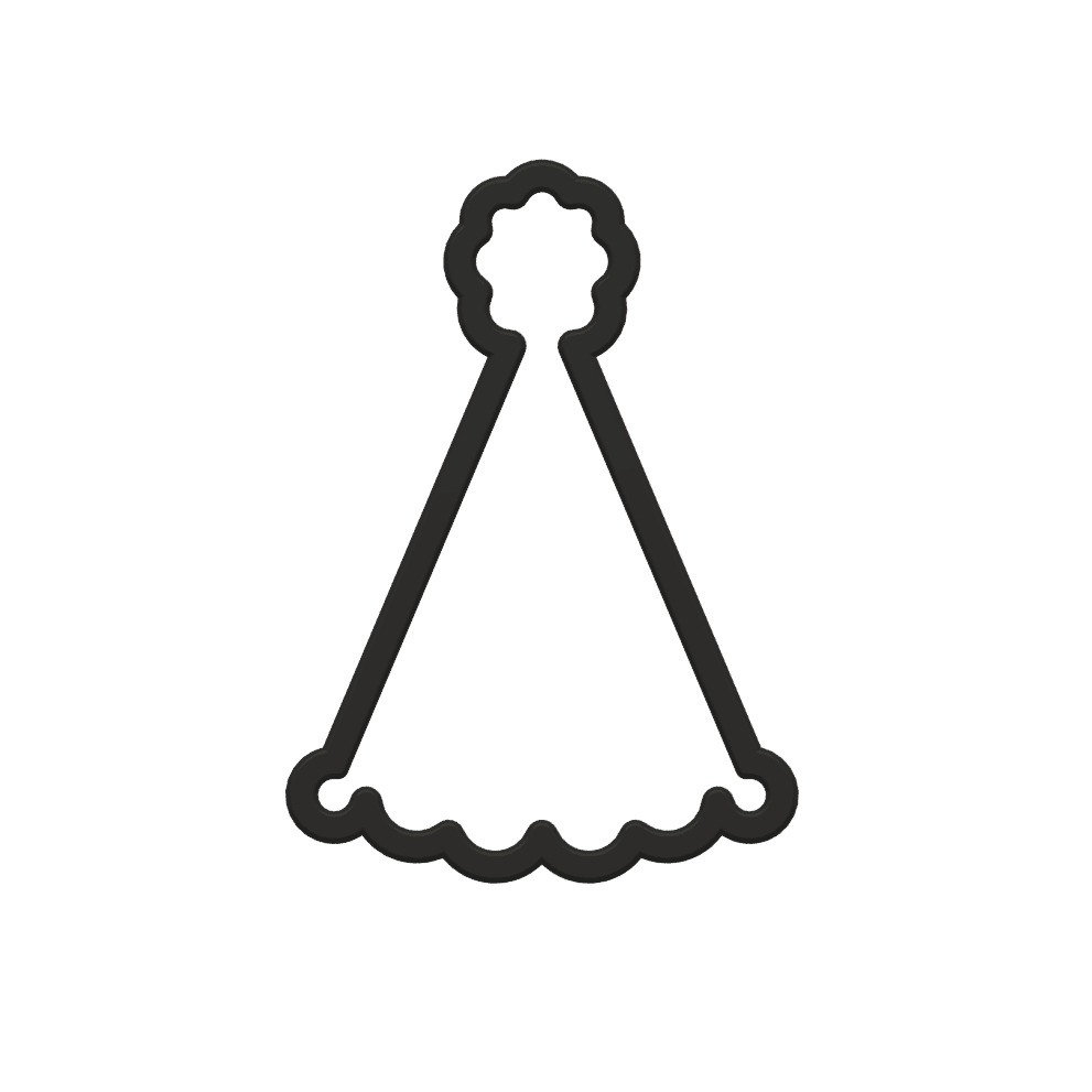 Party Hat Cookie Cutter STL File - 4 inches 3d model
