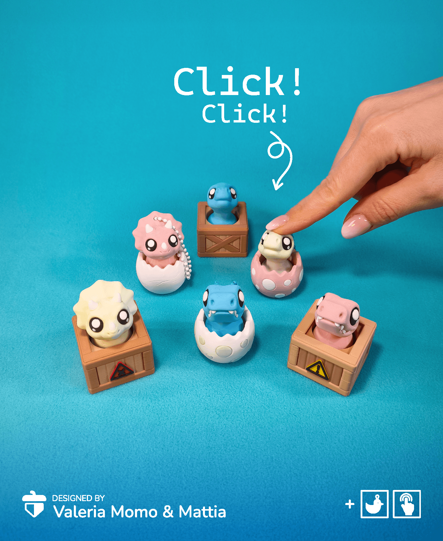 Clicker Dino Egg Pack (T-Rex, Brachio, Trike) 3d model