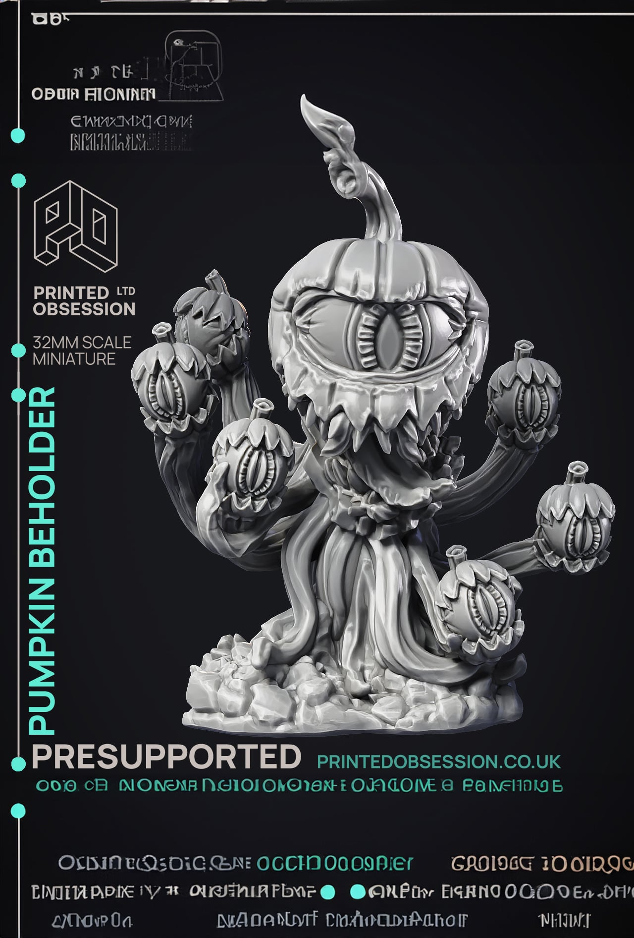 Pumpkin Eye terror - Major Aboration - Pre-supported - 32mm scale - D&D 3d model