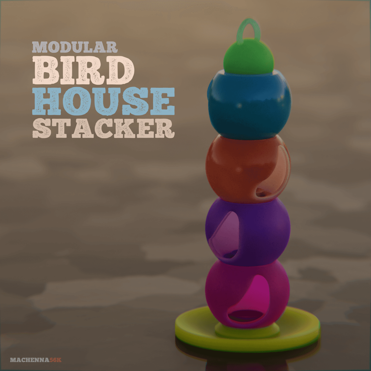 Modular Birdhouse Stacker 3d model