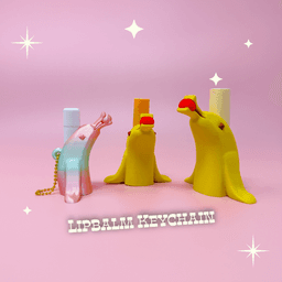 Retro Tiki Bar Banana Dolphin Lip Balm Holder Keychain - Kitschy Tropical Bag Charm Quirky Whimsical 3d model