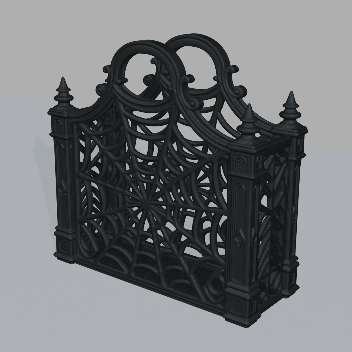 Gothic Spider Web Magazine Rack – Victorian Newspaper Holder & Dark Decor Organizer 3d model