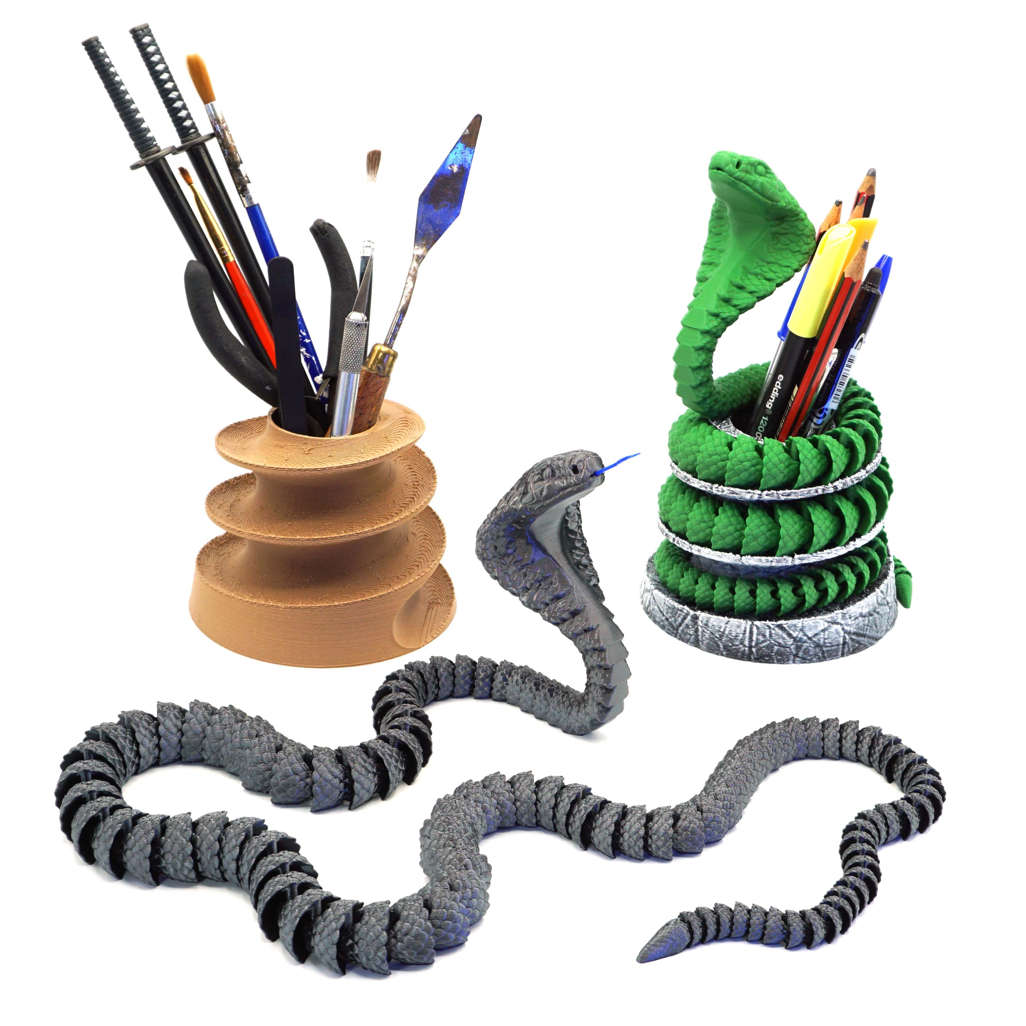 Articulated Cobra + Pencil Holder 3d model
