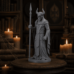 Horned Guardian Sculpture Fantasy Warrior with Spear 3d model