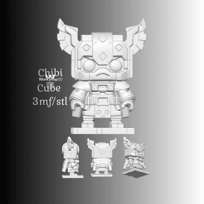 Chibi Cube RPG Figure – Stylized Collectible Miniature (STL / 3MF) 45 mm 3d model