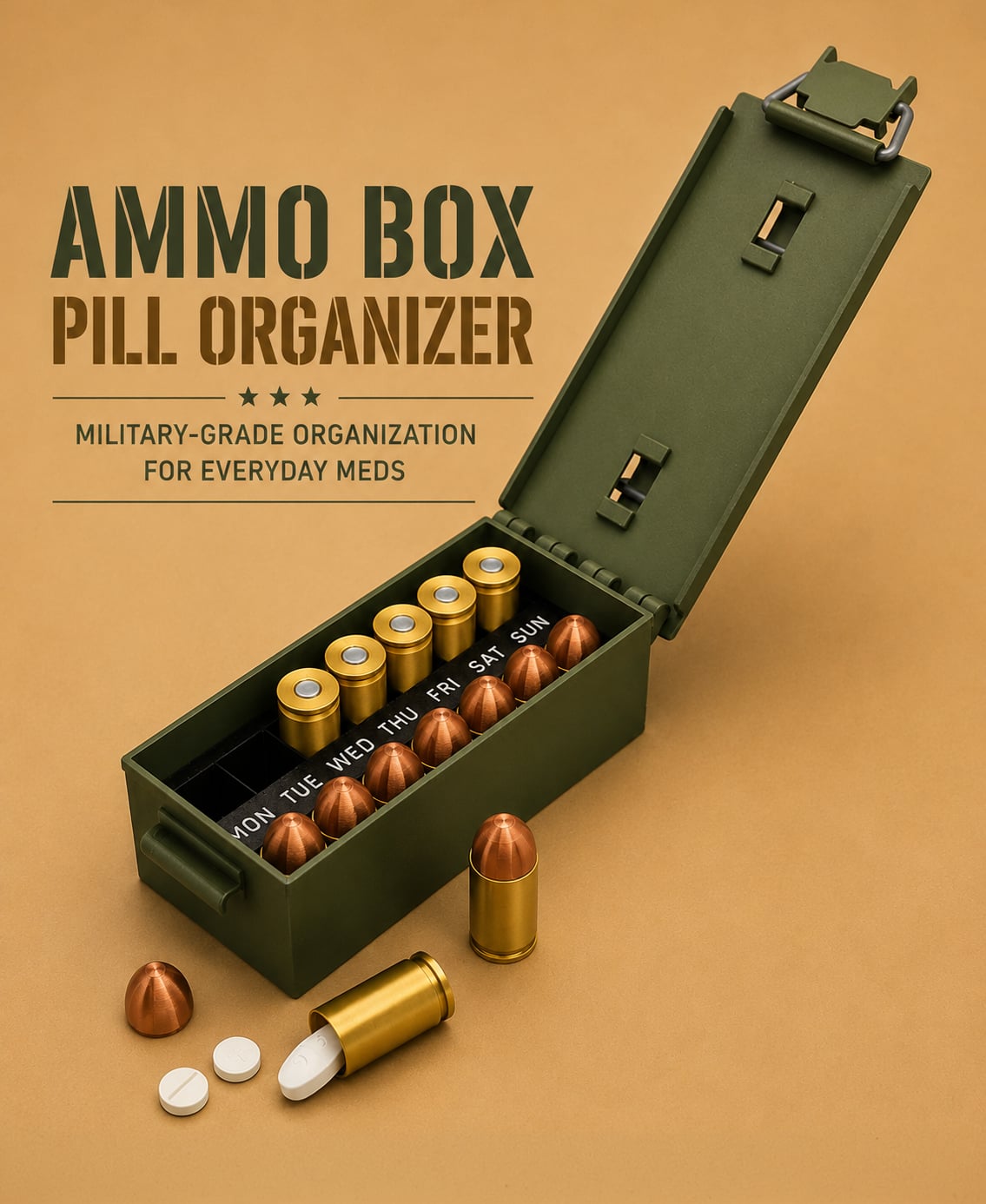 Ammo Box Pill Organizer — Tactical Medication 3d model