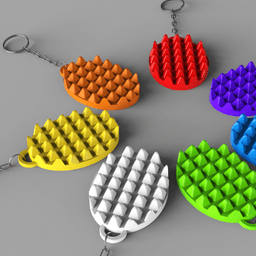 Stabby Stones Keychain, Spiky Keyring, EDC Sensory Toy, Tactile Fidget Charm, for Stress 3d model
