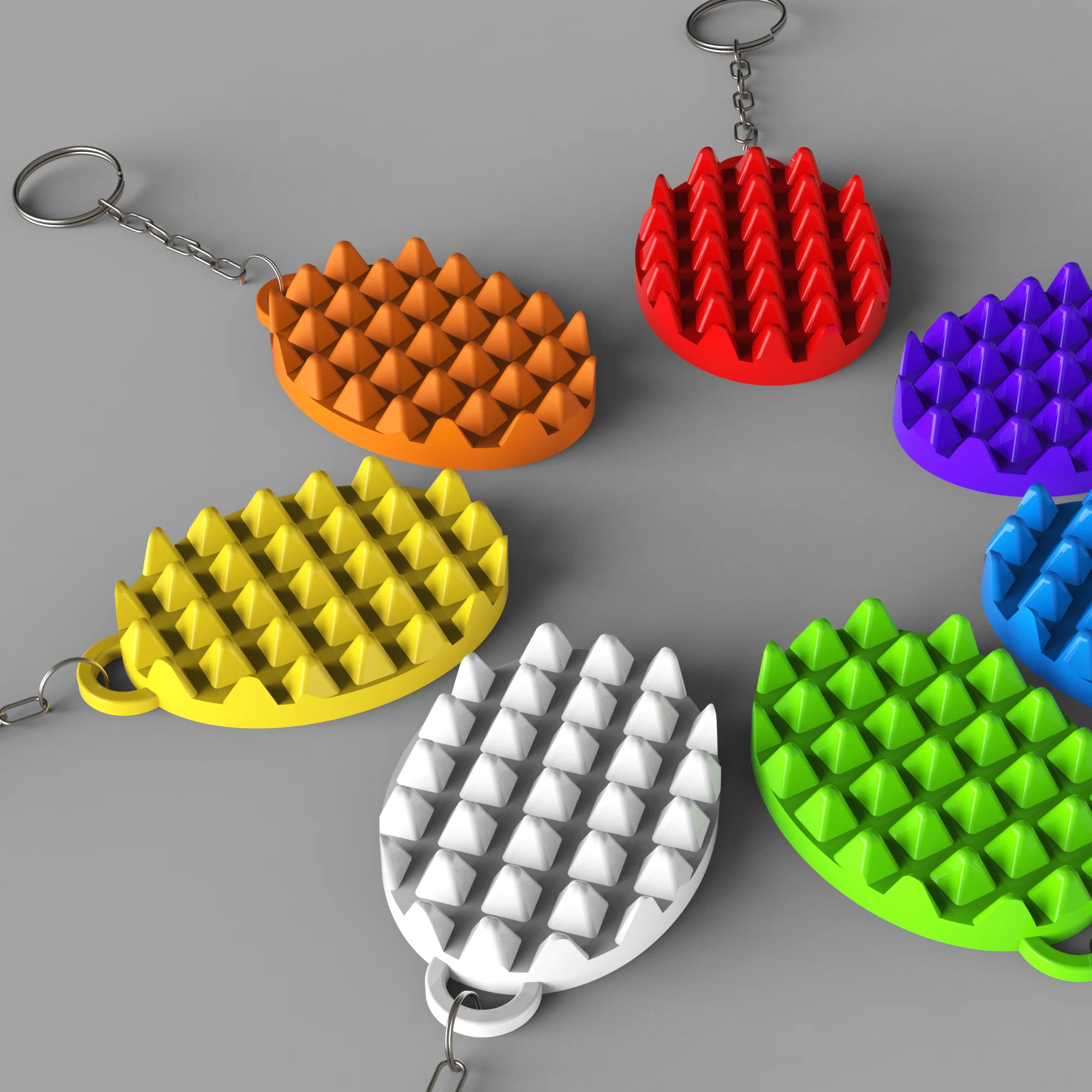 Stabby Stones Keychain, Spiky Keyring, EDC Sensory Toy, Tactile Fidget Charm, for Stress 3d model