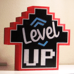 Level Up Lighted Sign With 8-bit Retro Pixel Vibes 3d model