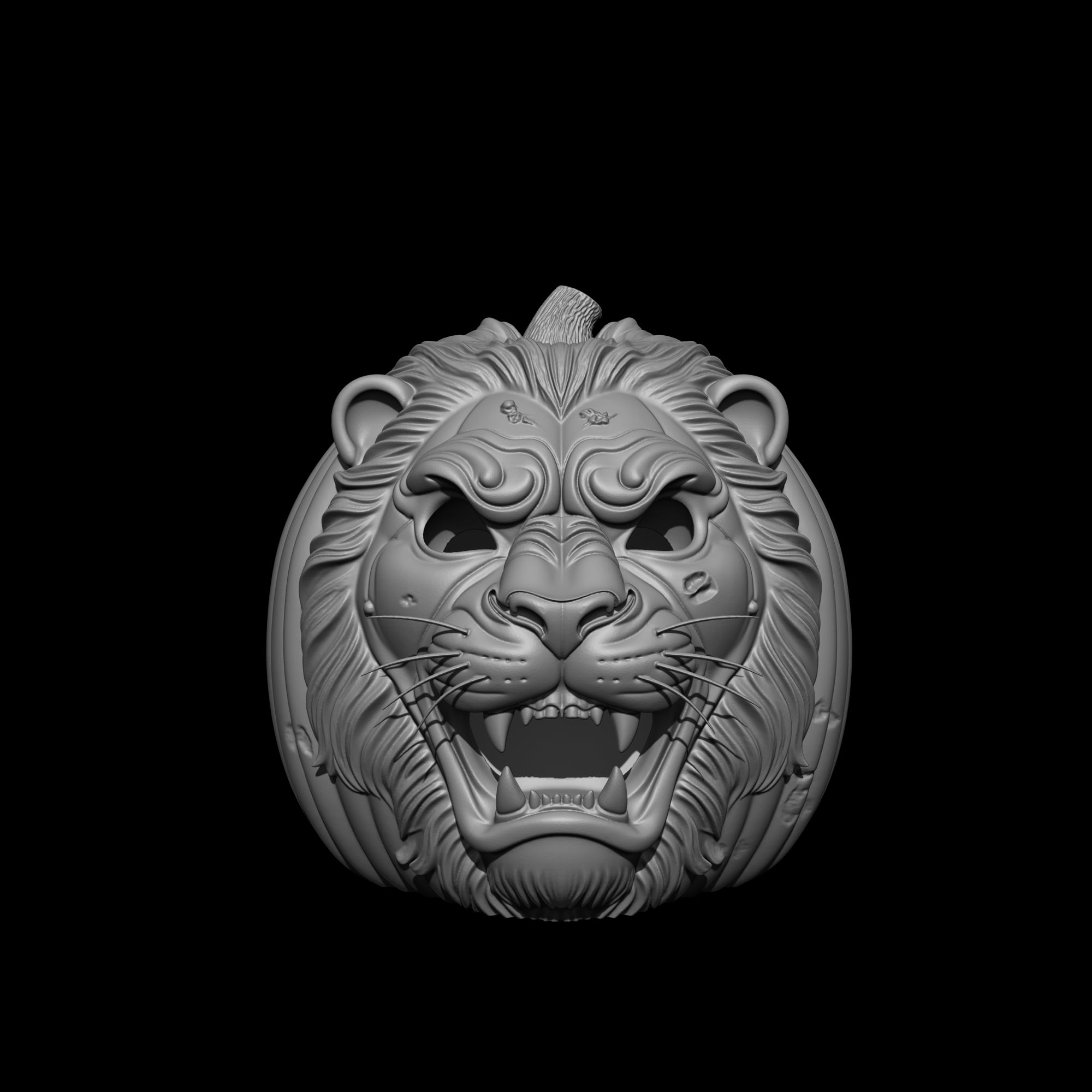 Lion-shaped pumpkin Halloween lantern 3d model