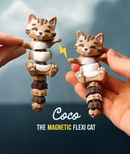 Coco the Flexi Cat - Magnetic Hand-Holding Companion 3d model