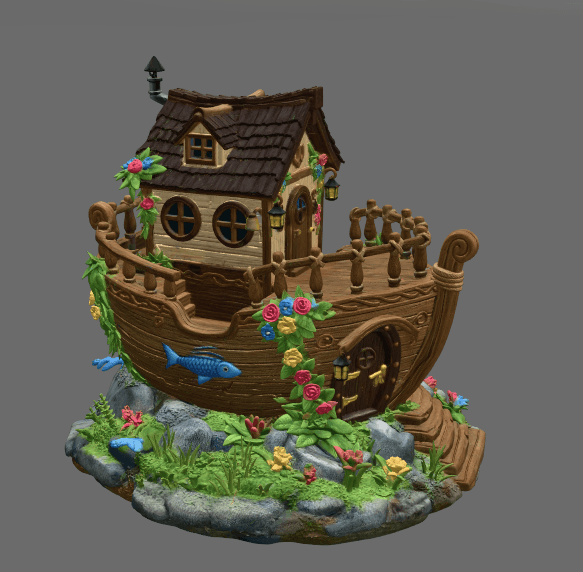 Enchanted Ship Cottage STL File 3D Print 3d model