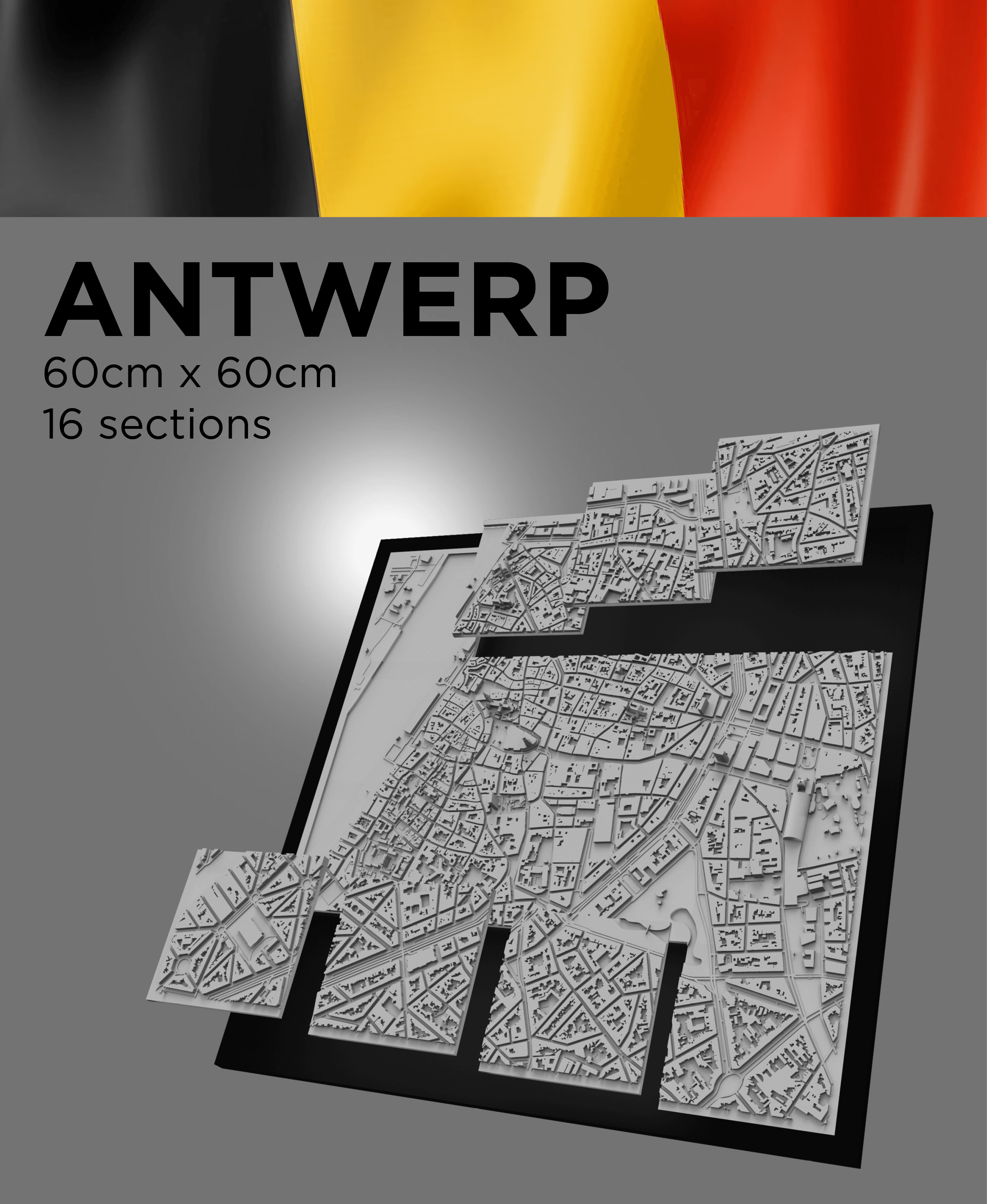 ANTWERP, Skyline 3d map 3d model