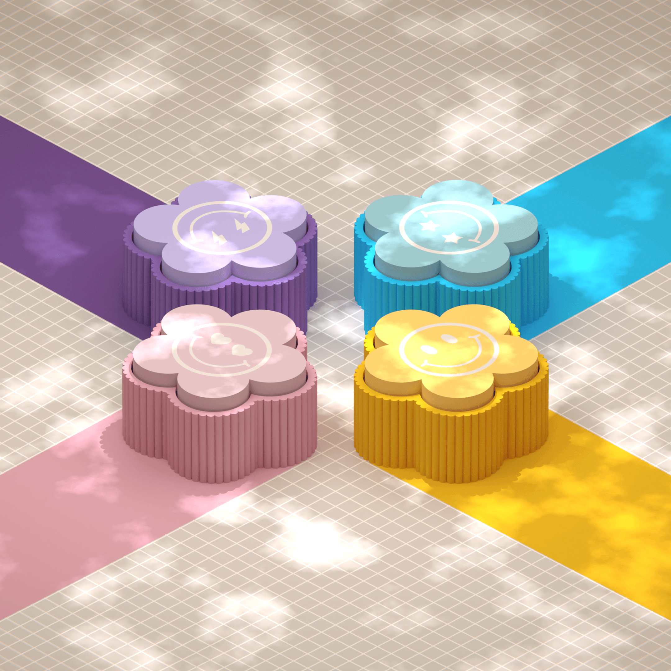 Cute Clicker Smiley Flower Collection | No AMS | Print-in-place | Support-free 3d model