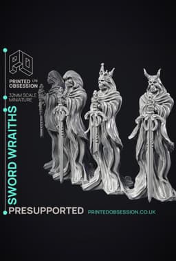 Sword Wraiths - 4 Models - Undead Sword Masters - PRE SUPPORTED -32mm scale - D&D 3d model