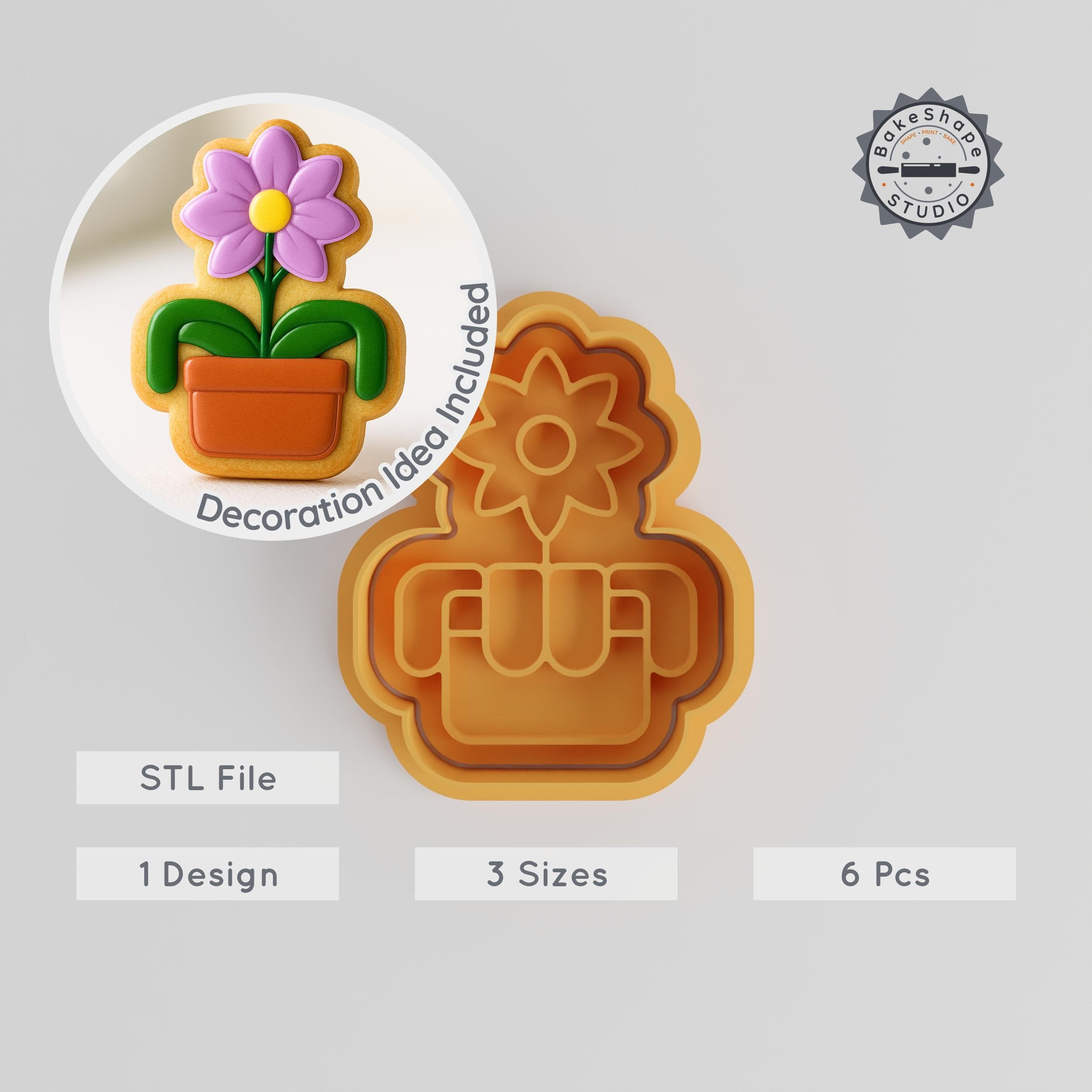 Orchid Flower Shape Cutter & Stamp Set, Perfect for Cookies & Fondant, Includes 3 Sizes (S/M/L), 6-Piece Collection PRODUCT_415 3d model