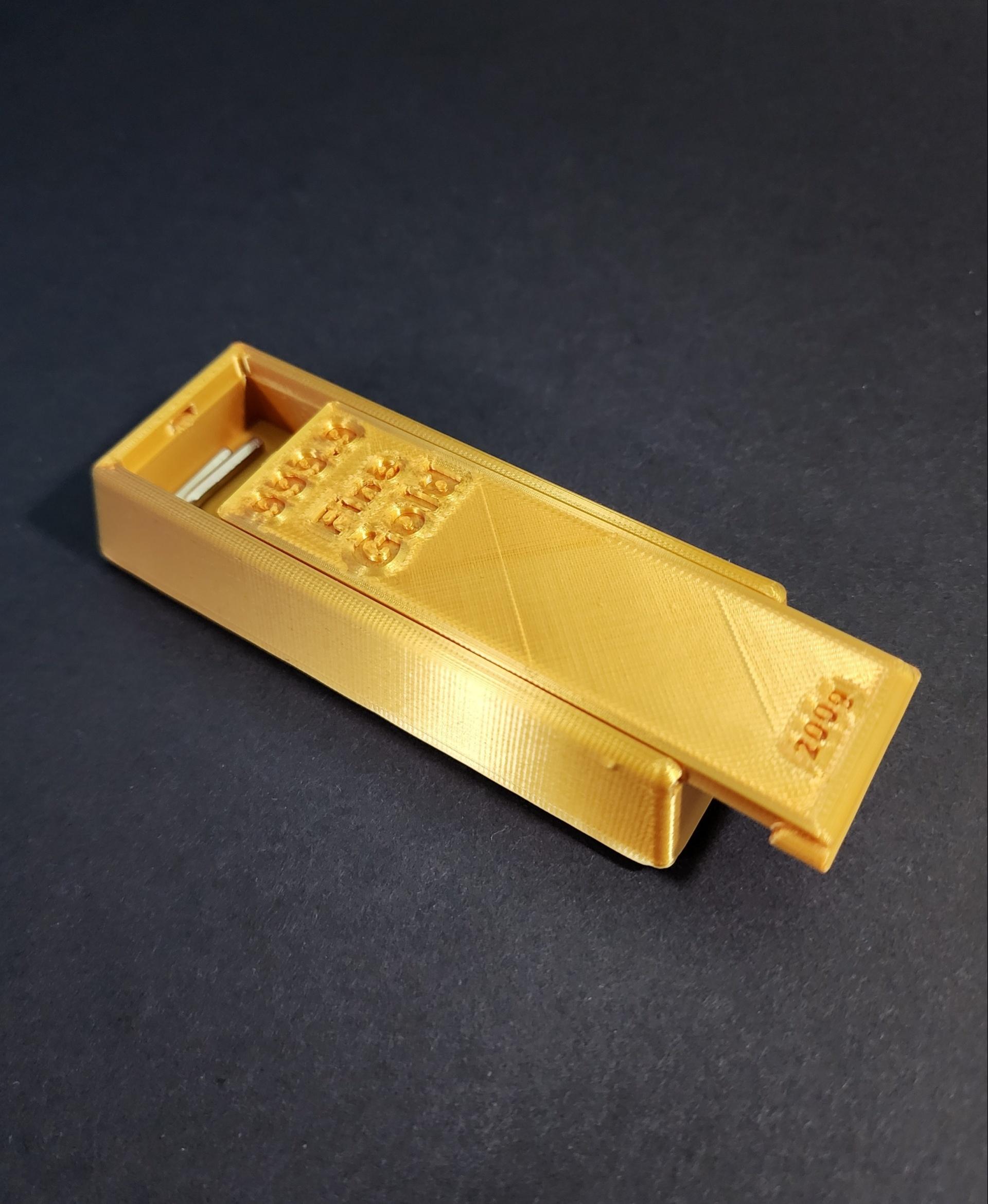 Gold Bar Shaped Storage Box - 2 Tolerances 3d model