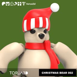 Articulated Christmas Bear 002 - Print in place - No supports - 3mf - STL 3d model