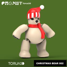Articulated Christmas Bear 002 - Print in place - No supports - 3mf - STL 3d model