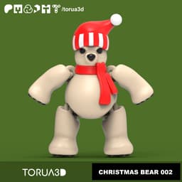 Articulated Christmas Bear 002 - Print in place - No supports - 3mf - STL 3d model