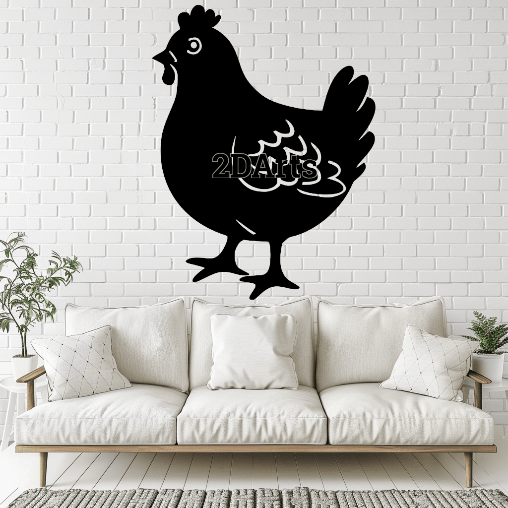 Chicken 2D Wall Art/Window Art - Digital STL & SVG File for 3D Printing or Laser Cutting 3d model