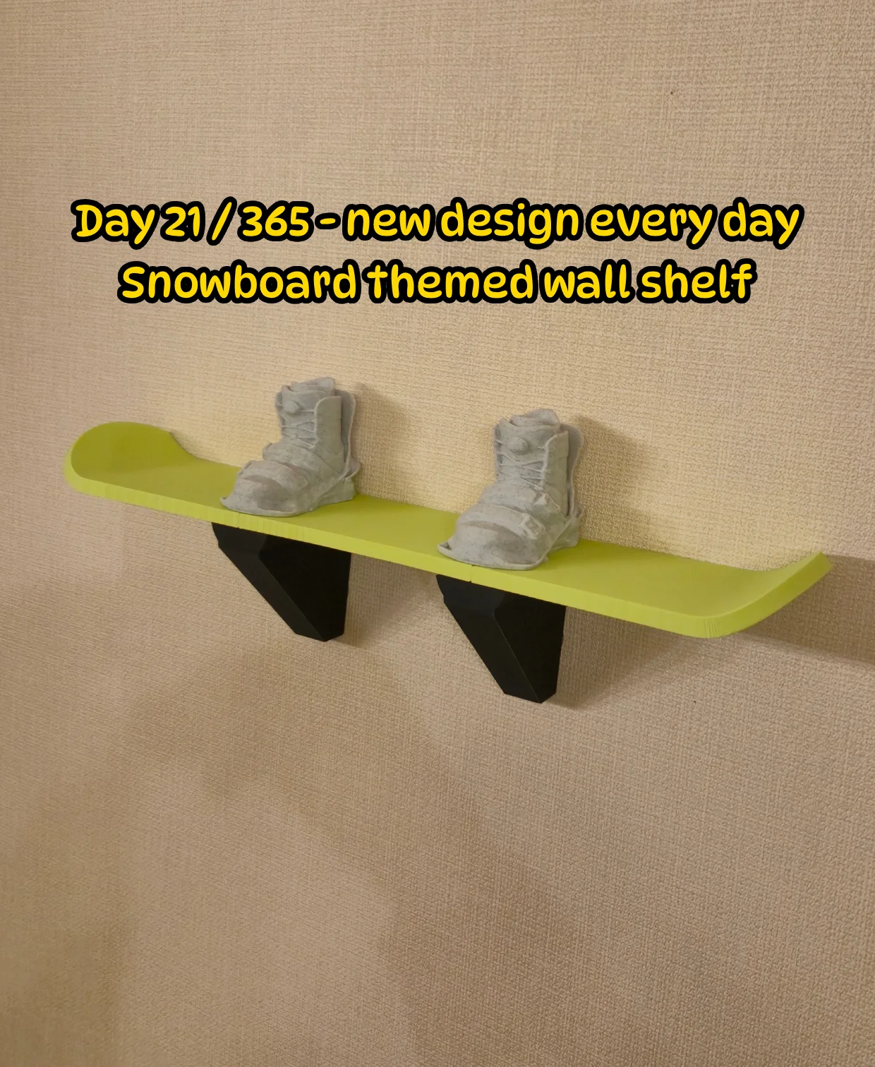 Snowboard Wall Shelf – Modular 3D Printed Wall Storage System 3d model