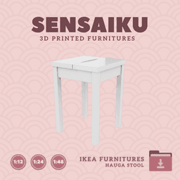 Miniature Replica HAUGA Stool for Miniature Dollhouse - IKEA (1:12,24,48) - 3D Print Instant Downloa 3d model