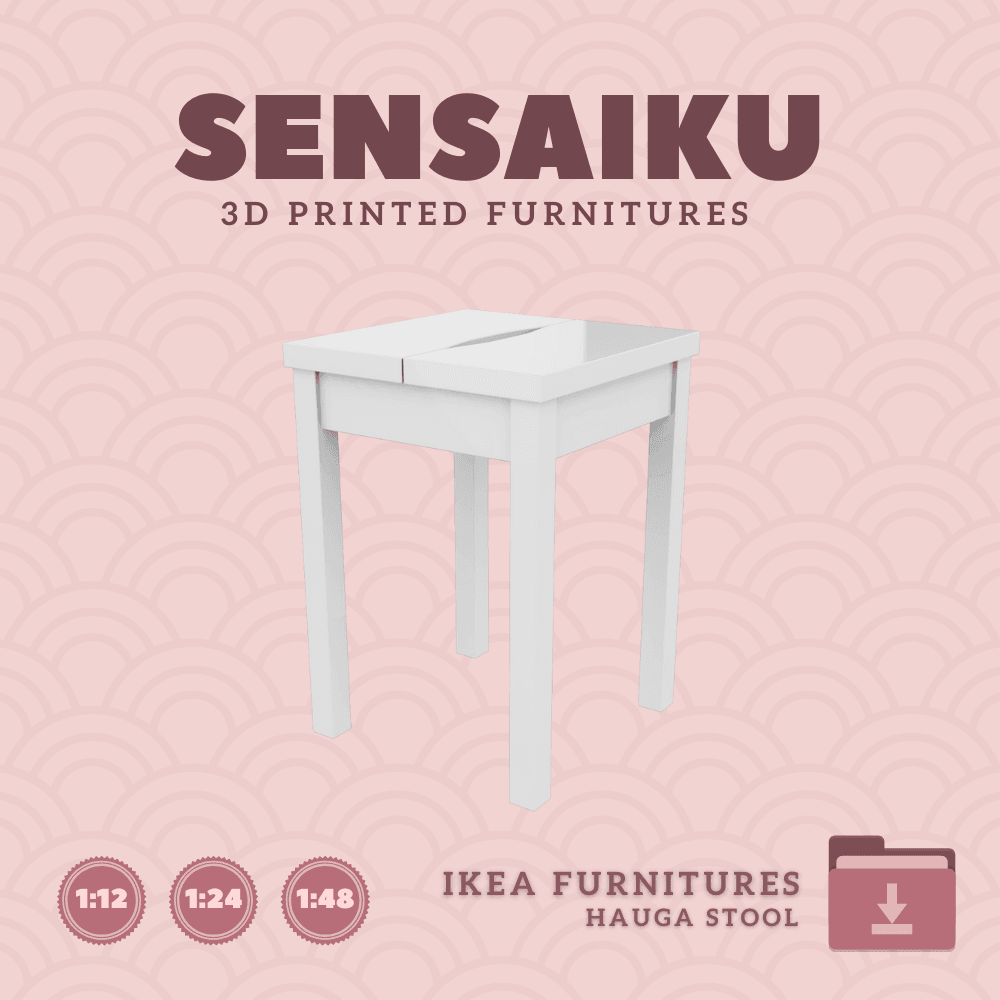 Miniature Replica HAUGA Stool for Miniature Dollhouse - IKEA (1:12,24,48) - 3D Print Instant Downloa 3d model