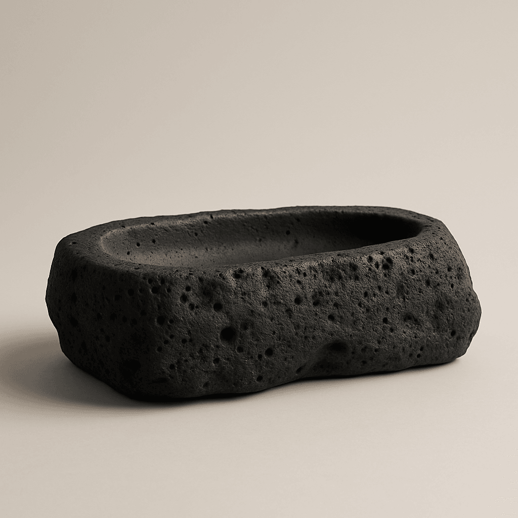 Basalt Trough Planter — Low Wide Lava-Rock Pot 3d model