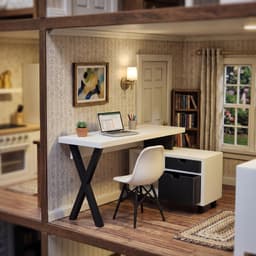 1:12 Scale Miniature Desk for Dollhouses STL | Dollhouse Office, Gaming Room, Furniture 3d model