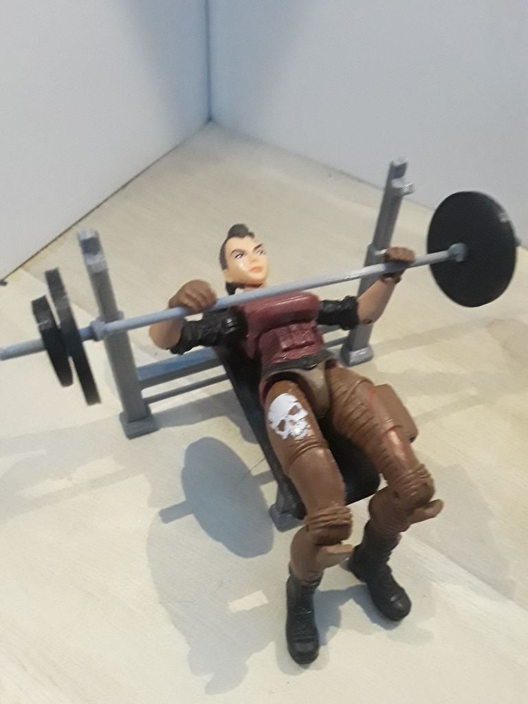 Weight Bench and Weights (1:18 scale) 3d model