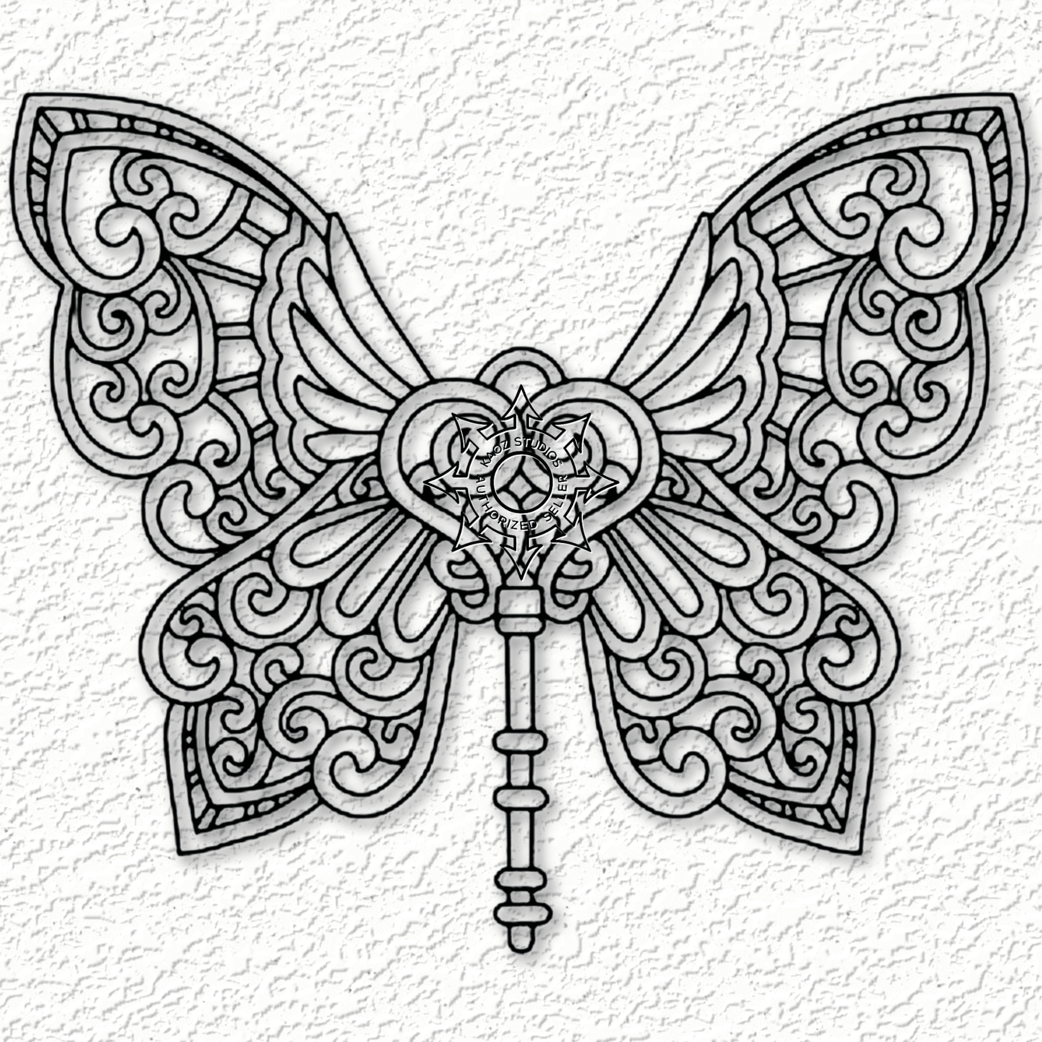 celtic butterfly wall art skeleton key decor 3d model