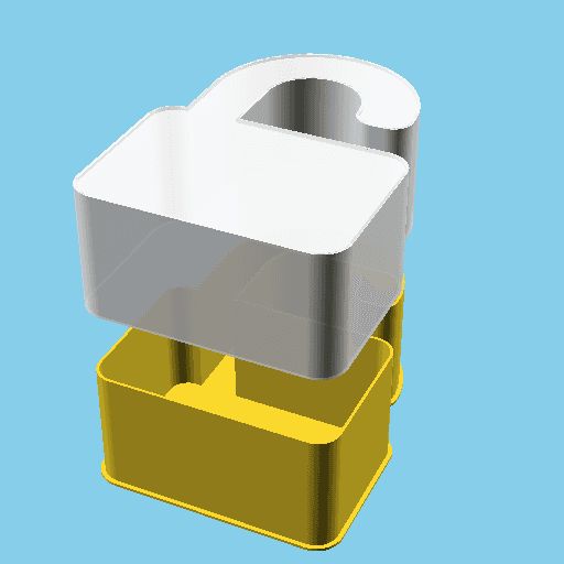 Padlock Open, nestable box (v1) 3d model