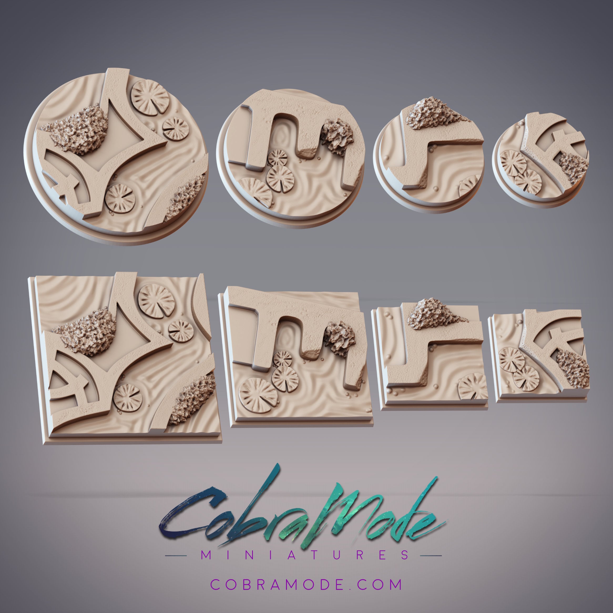 Waterway Base Pack (8pcs) - Round and Square Versions 3d model