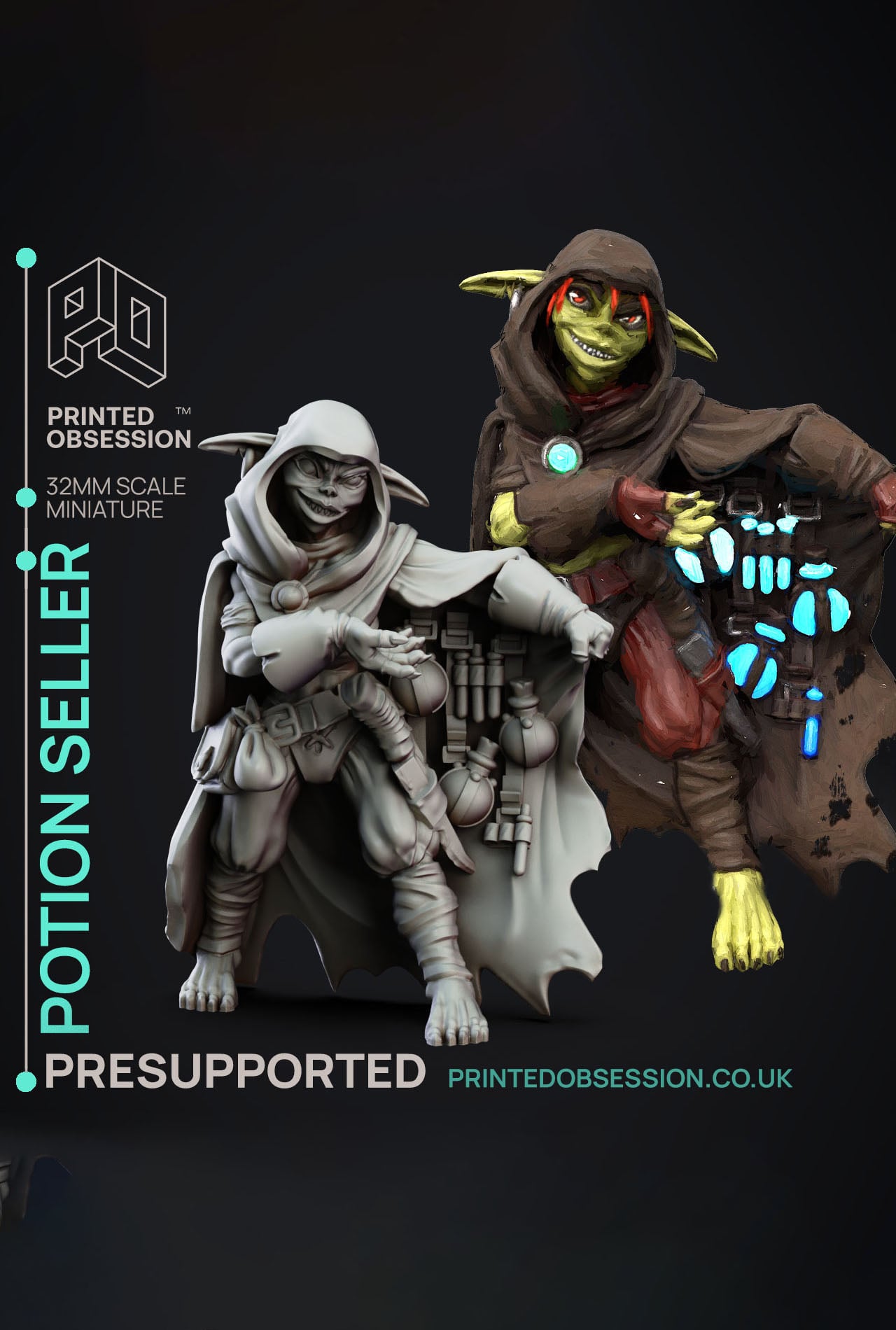 Potion Seller - Goblin Potion Brewer - PRESUPPORTED - 32mm Scale 3d model