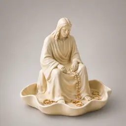 Jesus Jewelry Holder Statue STL | Rosary & Ring Dish Organizer | Christian Home Decor 3D Print File 3d model