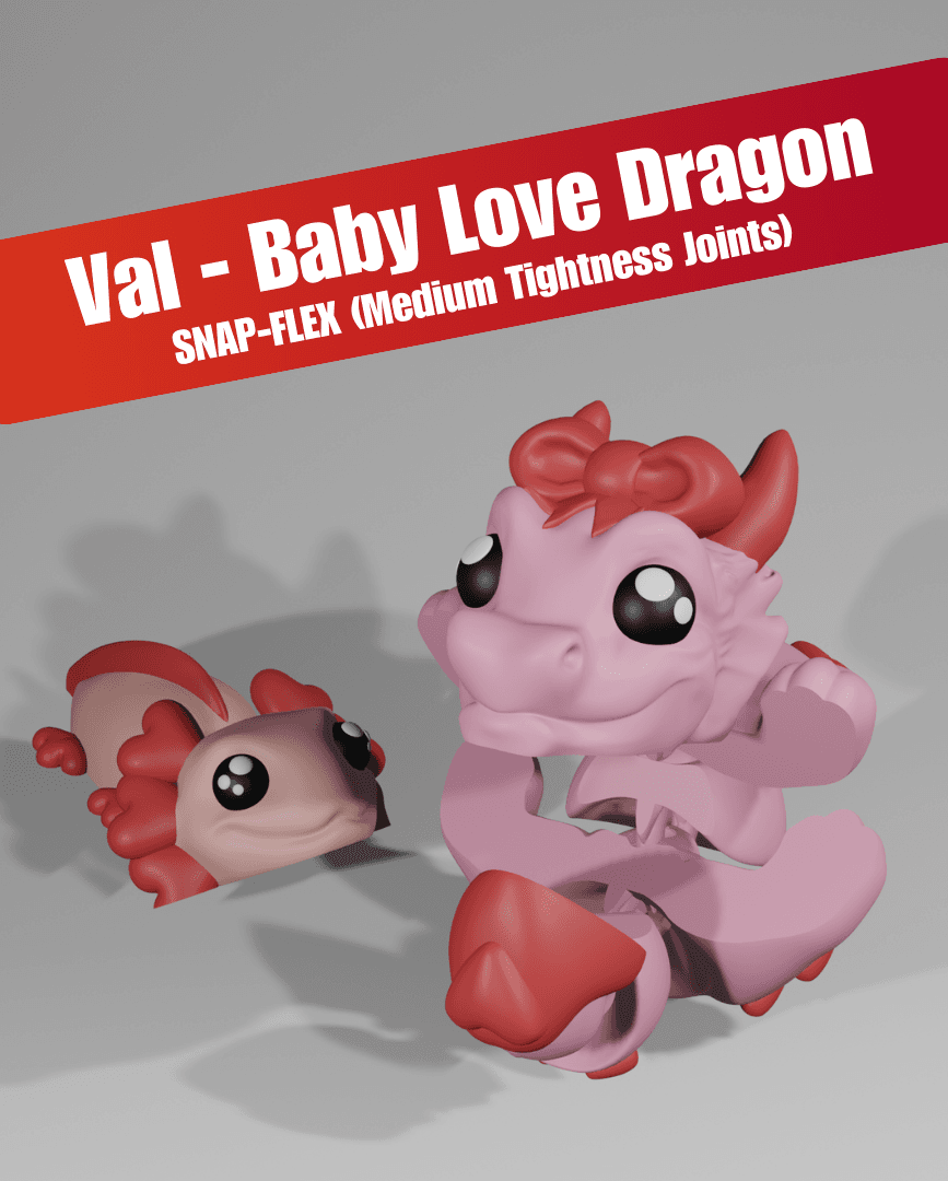 Val, Baby Love Dragon - Articulated Dragon Snap-Flex Fidget (Medium Tightness Joints) 3d model