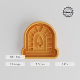 Fireplace Shape Cutter & Stamp Set, Cozy Fire & Warm Hearth, Multi-Size Cookie & Fondant Mold, 6 Pieces PRODUCT_4871 3d model