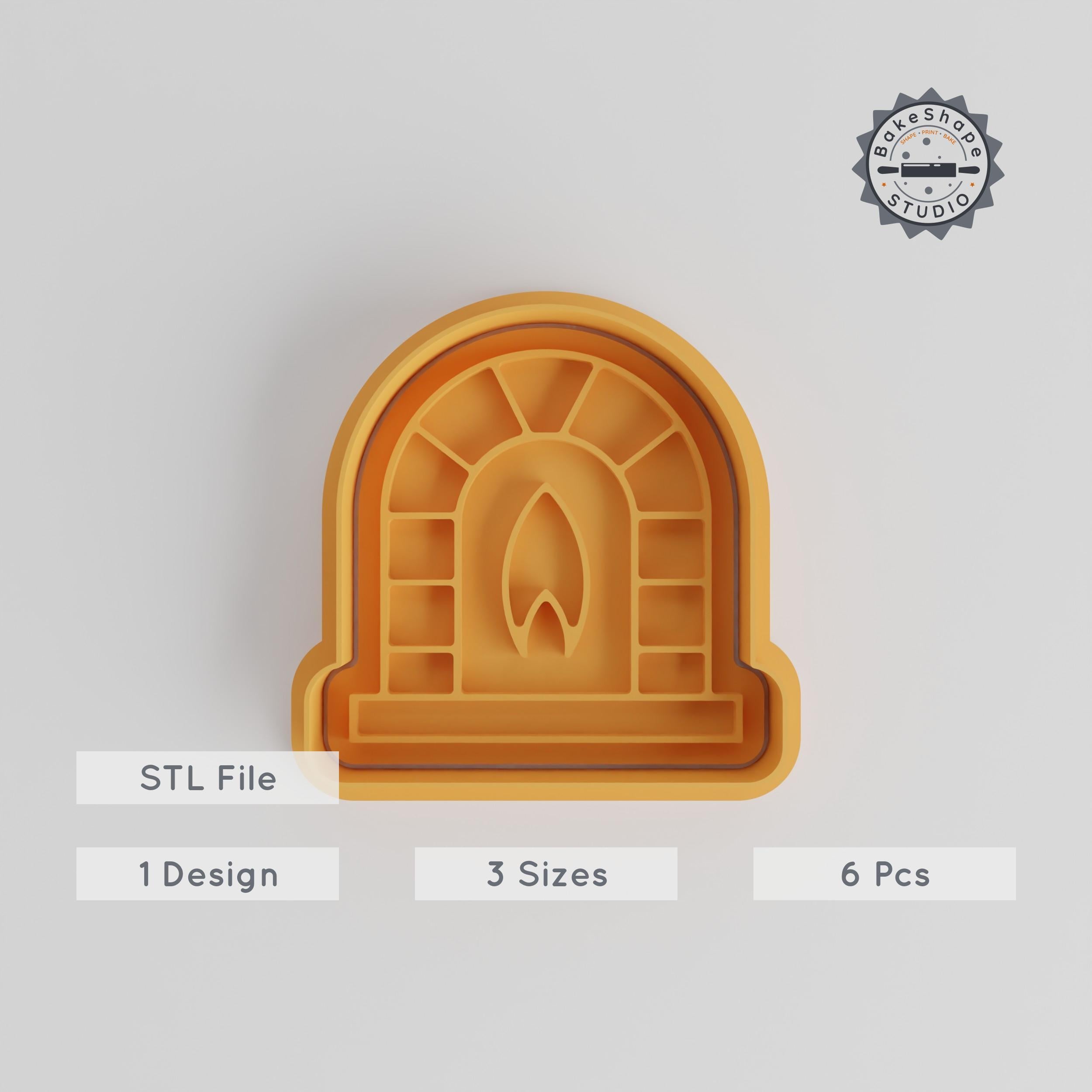 Fireplace Shape Cutter & Stamp Set, Cozy Fire & Warm Hearth, Multi-Size Cookie & Fondant Mold, 6 Pieces PRODUCT_4871 3d model