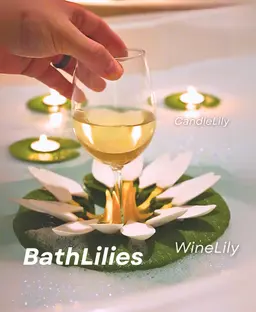 Bath Lilies - Wine Lily and CandleLily - Bath Wine Holder, and Tub Candle Floats, Frog 3d model