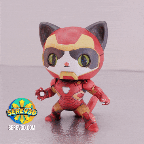 Iron Cat - Cosplay Superhero Cat Figurine - 3D Print STL/3MF 3d model