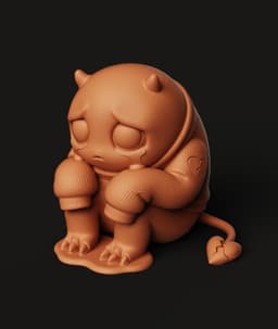 Sad Little Devil STL | Cute Demon 3D Print | Emotion Art Toy 3d model